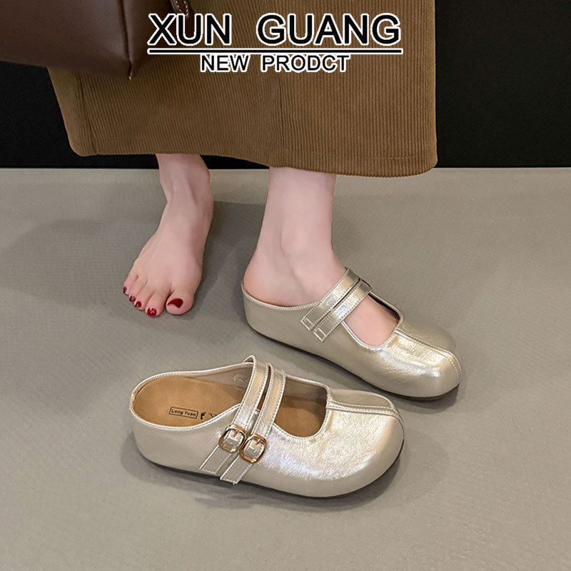 真皮内增高勃肯鞋包头半拖鞋女夏外穿2026新款一脚蹬配裙子凉拖鞋