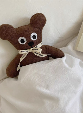 ins小众设计款可爱丑萌月亮小熊安抚娃娃领结熊玩偶节日礼物摆拍
