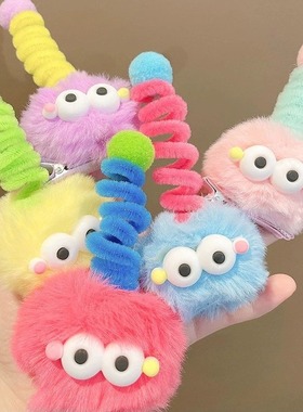 新款网红毛绒彩色可爱小怪兽发卡毛毛发夹扭扭棒搞怪鸭嘴夹搞怪