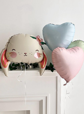ins长耳朵兔子铝膜气球卡通兔儿童周岁百天生日派对装饰拍照道具