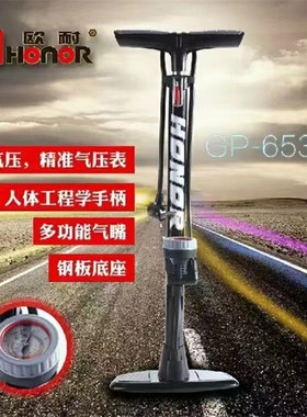 欧耐气筒 6535B长气筒带气压表 自行车零配件 专业打气筒