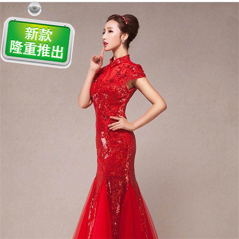 春季长款新娘鱼尾敬酒服新娘晚宴礼服回门装婚纱礼服裙9旗袍裙|ruв категории Женская одежда, Cвадебные платья, платье/вечернее платье - от Buy2taobao.com для оказания профессиональной услуги покупки агента Taobao