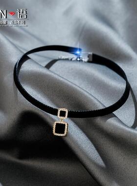 黑色皮绳项链女短款颈带锁骨链2023年新款ins简约森系气质脖颈链