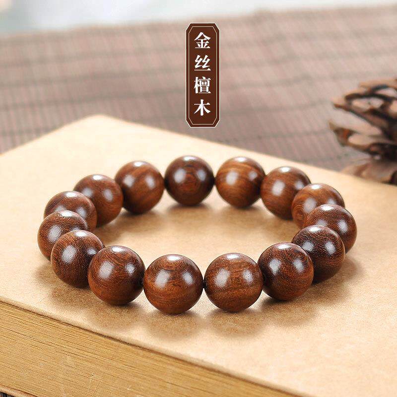 正宗檀木手链女款民族风金丝檀原木打磨老料佛珠念珠文玩男士手串