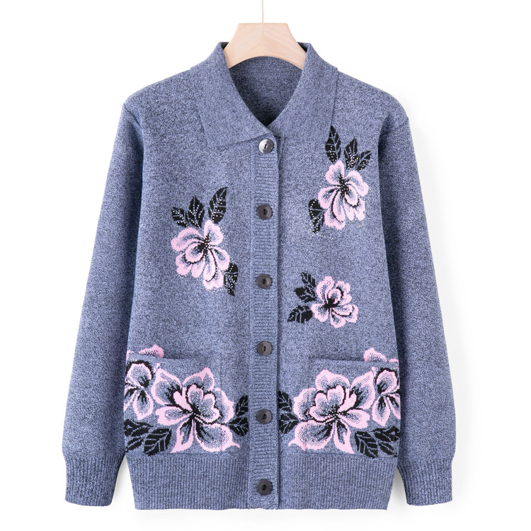 爆款中老年妈妈上衣针织衫外套女