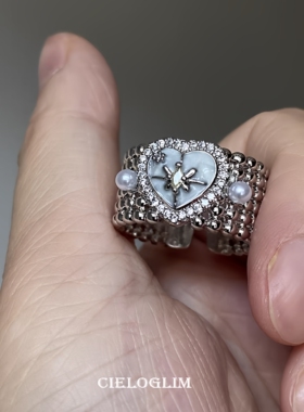 周也黄霄雲同款珍珠滴油开口戒