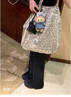 韩系银白色休闲豹纹单肩包女2026秋季新款通勤百搭大容量斜跨包女