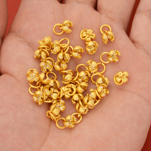 强保色沙金配件diy饰品古法金锆石铃兰花吊坠手链手绳编织挂件