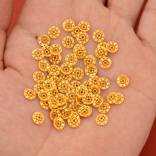 强保色沙金配件diy饰品古法金镂空花托隔片手链手绳编织花帽材料
