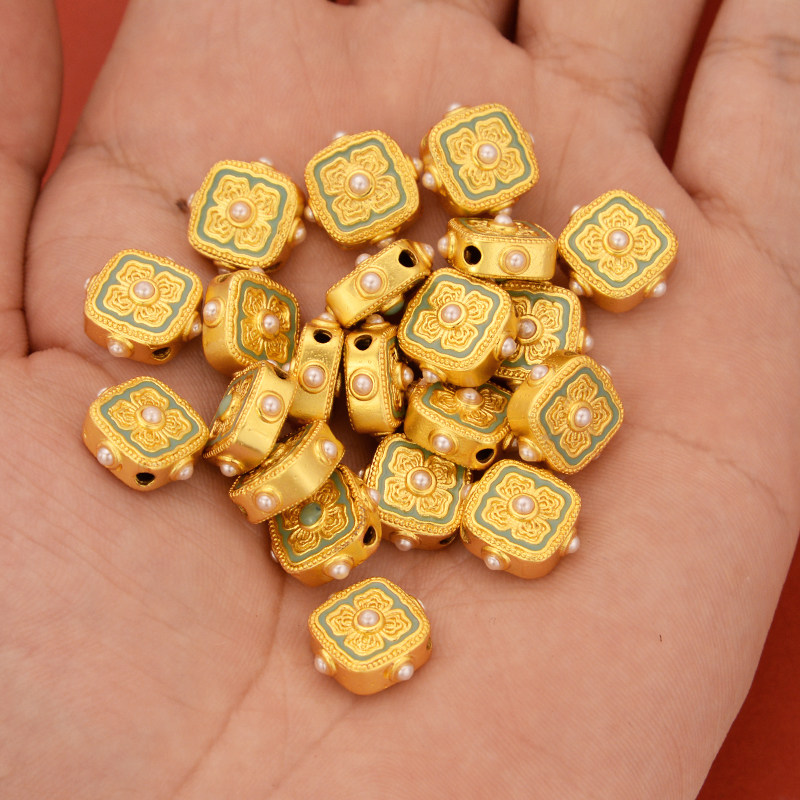 强保色沙金配件diy饰品古法金珐琅宋韵四合如意隔珠手链手绳配珠,饰品/流行首饰/时尚饰品新,其他DIY饰品配件,淘宝优惠券,粉丝福利购,淘宝优惠卷