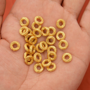 强保色沙金配件diy饰品古法金祥云跑环乾坤圈手链手绳编织配珠