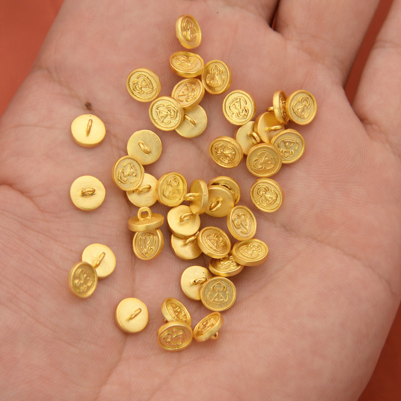 强保色沙金配件diy饰品古法金无相佛纽扣手链手链编织压襟扣辅料