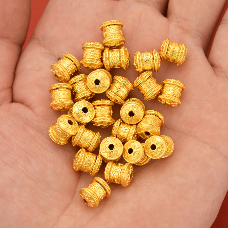强保色沙金配件diy饰品古法金六字箴言铜钱桶珠手链手绳编织配珠,饰品/流行首饰/时尚饰品新,其他DIY饰品配件,淘宝优惠券,粉丝福利购,淘宝优惠卷