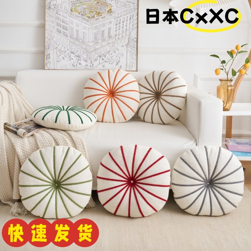 北欧ins南瓜圆形靠枕坐垫腰枕客厅装饰靠垫沙发民宿ins风抱枕AX36