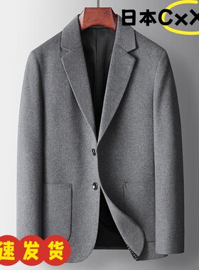 男式休闲西装2025秋冬羊毛单西中青年商务通勤羊毛呢西服外套AD79