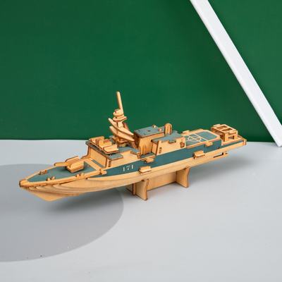 木制红船拼装仿真模型 儿童手工益智创意立体拼图摆件 diy木头船