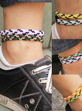 日本代购 fita COLANCOLAN天然磁石彩色编织运动脚链时尚撞色风