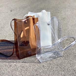 日本制透明塑料PVC个性 时尚 背包 简约个性 海边度假小包 日本代购