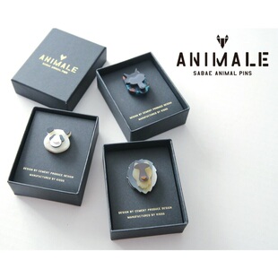 日本代购鲭江熊猫狮子狼动物形状树脂胸针 帽子装饰扣 个性礼物