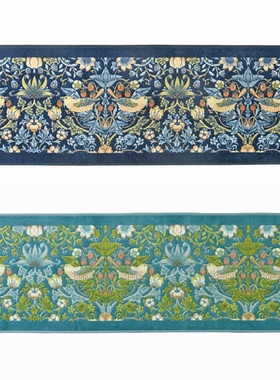 日本代购莫里斯画廊风北欧民族植物花草小鸟长地垫脚垫沙发前垫