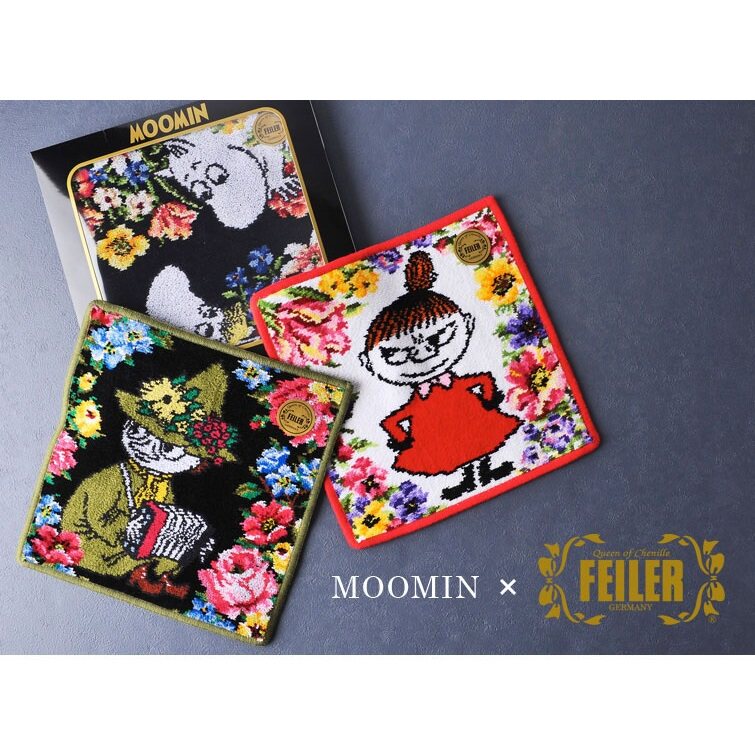 日本代购MOOMIN FEILER合作款纯棉小手帕手绢 25cm 姆明亚美图案