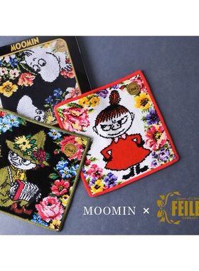 日本代购MOOMIN FEILER合作款纯棉小手帕手绢 25cm 姆明亚美图案
