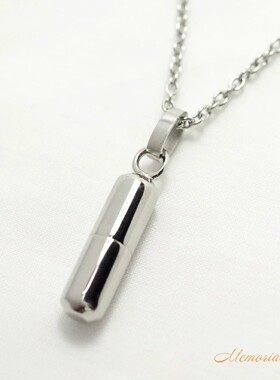 代购日本制不锈钢银色项链装骨灰纪念宠物的吊坠可以拧开装纸条