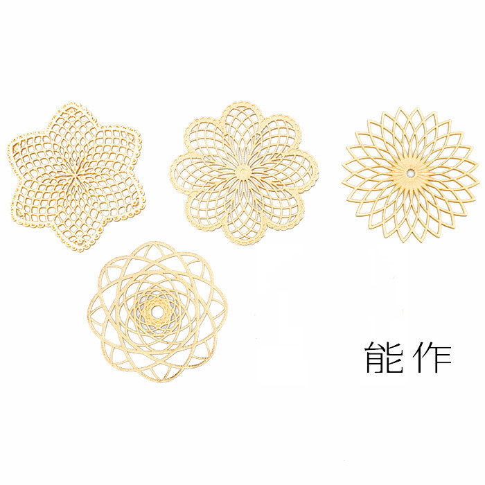 代购日本制能作锡制蕾丝花边隔热杯垫餐垫装饰摆件金色银色镂空花
