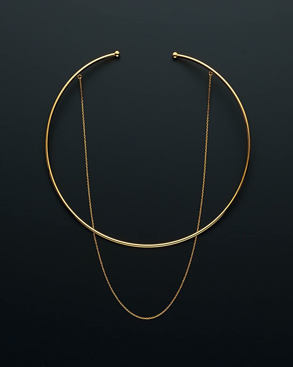 日本代购银镀金双层项圈项链组合硬朗与温柔的组合层次感显脖子长-封面