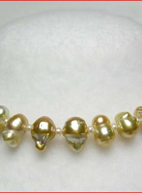 天然珍珠金珠巴洛克造型项链