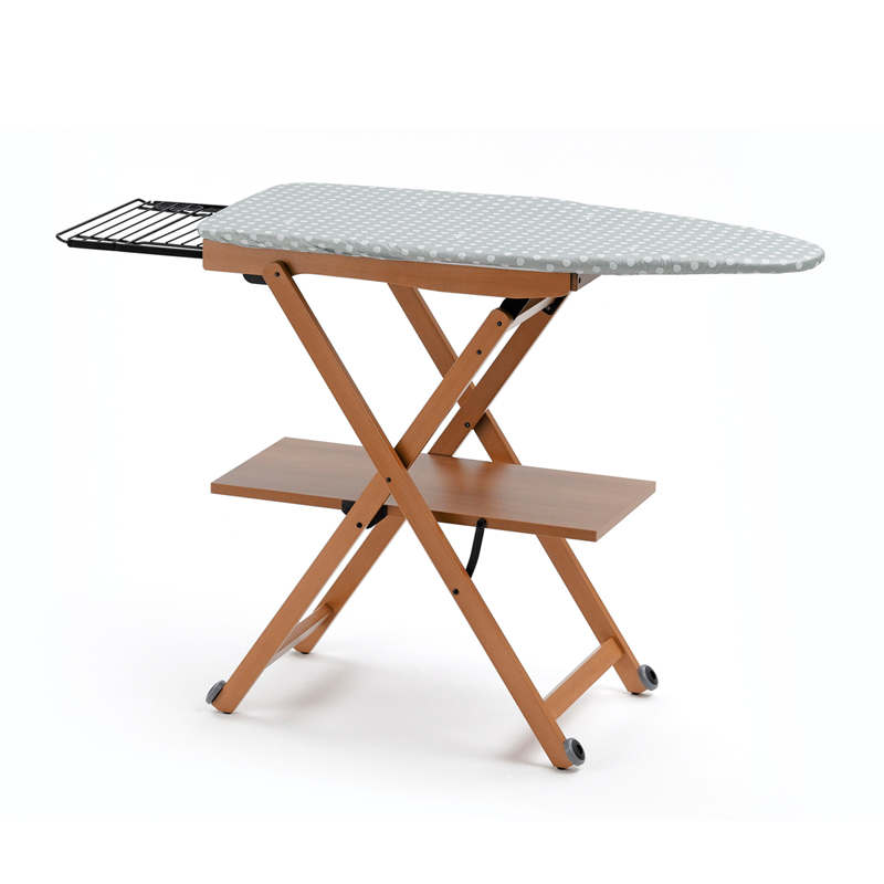 意大利熨衣桌高度可调节烫衣板木制高档老钱风折叠滚轮带熨斗架