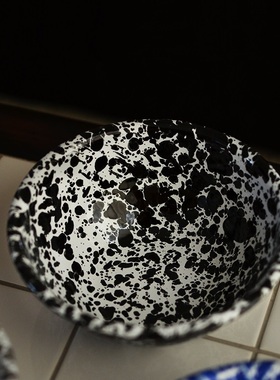 日本代购Crow Canyon Home珐琅搪瓷小碗 户外野餐碗 泼墨手绘风