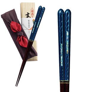 日本代购一双夫妻筷子新婚送礼夫妇筷 实木涂漆 贝螺钿 彩雅