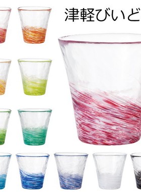 日本代购石硝子aderia津轻日本制12色酒杯酒盅玻璃杯子正品进口