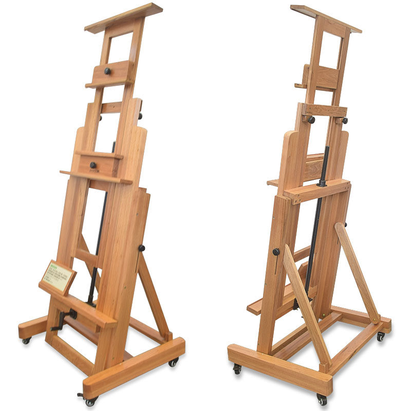 三艺TJ6860 升降山核桃楸木实木制画架J 前倾后仰式油画架/