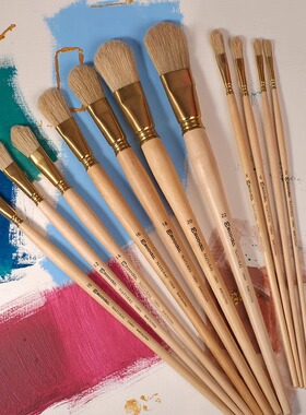 进口西班牙ESCODA笔皇猪鬃油画笔绘画专用丙烯画笔半圆头硬毛7040