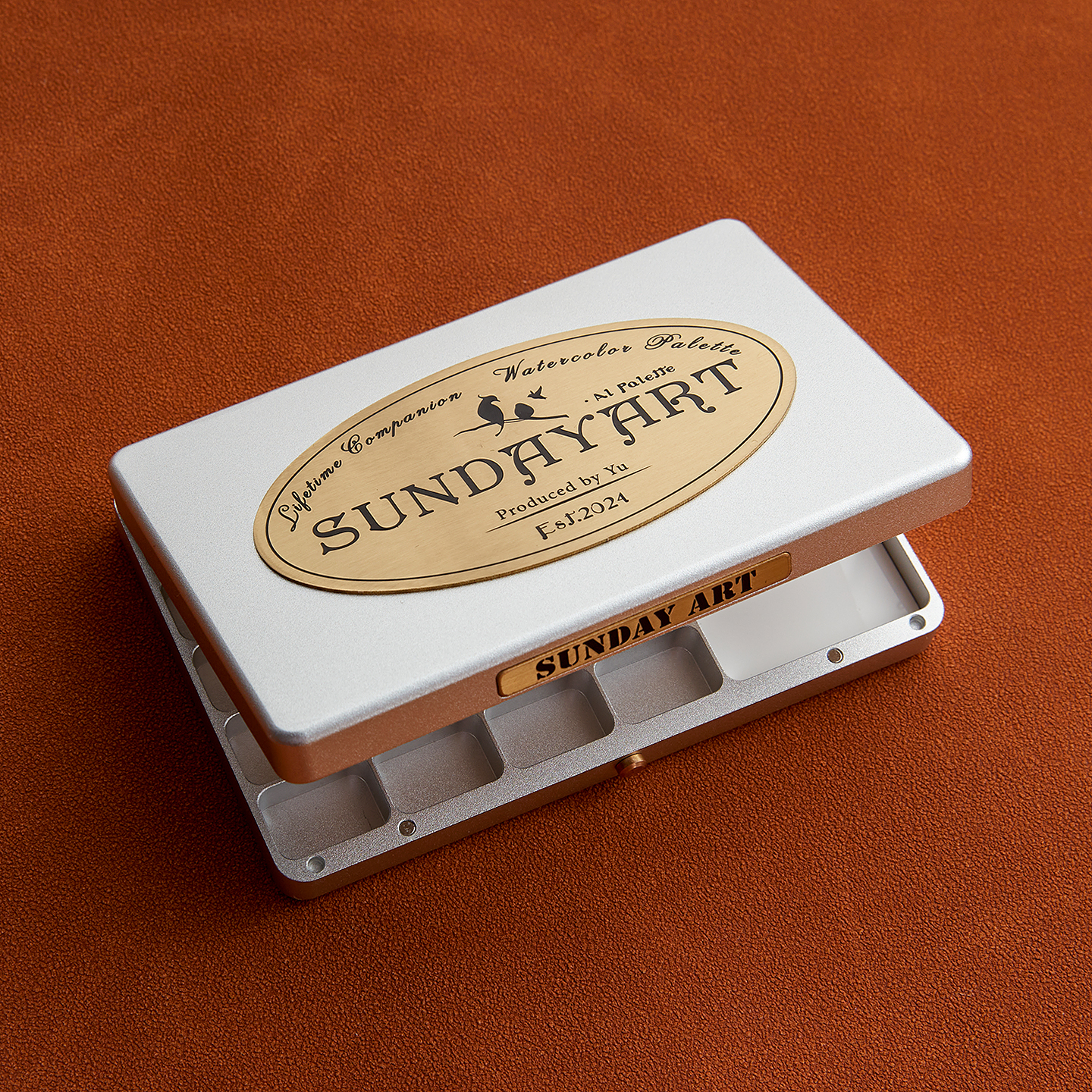 Sunday art定制航空铝高品质水彩甲油胶调色盒水彩颜料分装盒不染