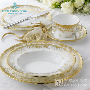 Royal Crown Derby德贝金丝蔓骨瓷欧式茶杯咖啡杯马克杯西餐盘子