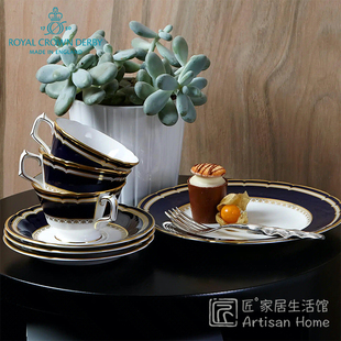 Royal Crown Derby德贝铁血骑士骨瓷茶杯咖啡杯西餐盘汤盘牛排盘