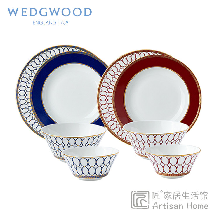 现货WEDGWOOD金粉年华骨瓷餐具套组两人食4盘4碗进口中餐具