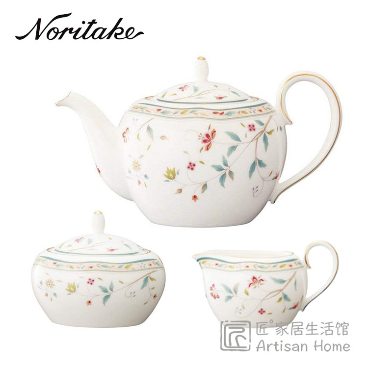 Noritake则武花更纱骨瓷茶壶日式
