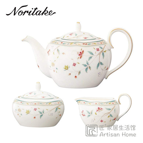 Noritake则武花更纱骨瓷茶壶日式