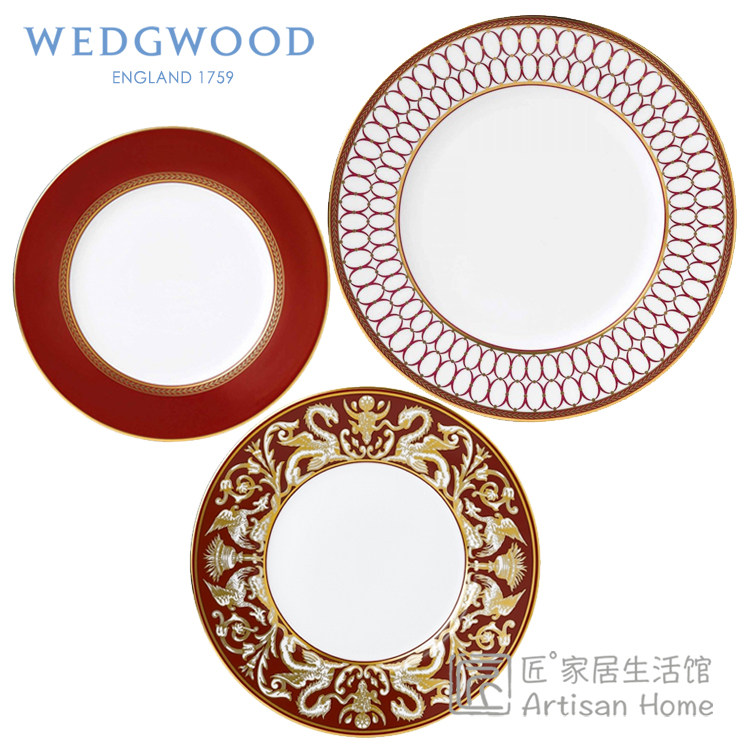 现货WEDGWOOD金粉年华骨瓷西餐盘进口欧式盘子红粉年华深盘家用,餐饮具,盘,淘宝优惠券,粉丝福利购,淘宝优惠卷