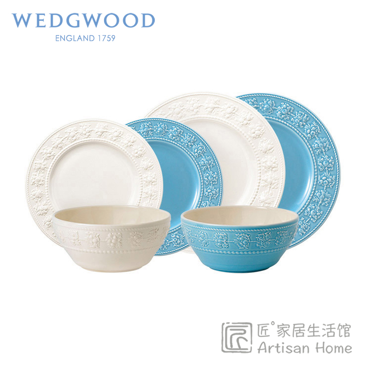 WEDGWOOD欢愉假日蓝白两人食餐具