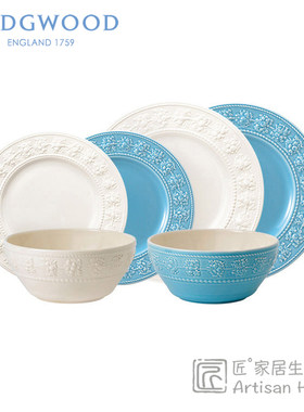 WEDGWOOD欢愉假日蓝白两人食餐具