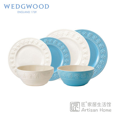 WEDGWOOD欢愉假日蓝白两人食餐具