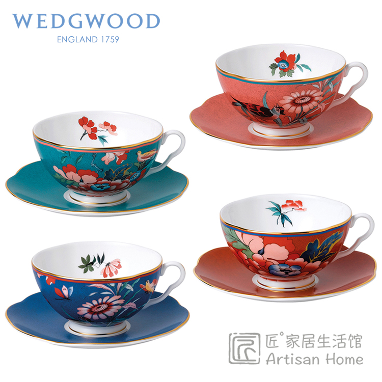 WEDGWOOD嫣红牡丹骨瓷茶杯碟欧式下午茶具咖啡杯礼盒装玮致活进口