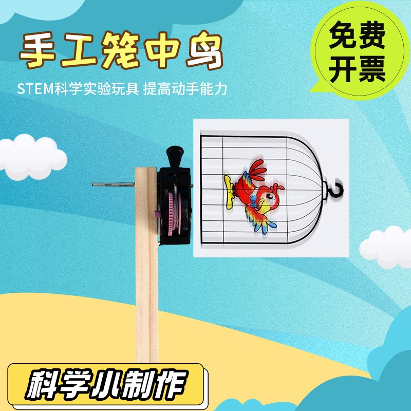 物理视觉暂留现象科技小diy小发明学生玩具创意手工笼中鸟实SD46