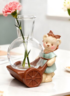 泰迪熊水培花瓶小熊硅胶模具diy绿萝插花轻奢玄关摆件石膏模QW75