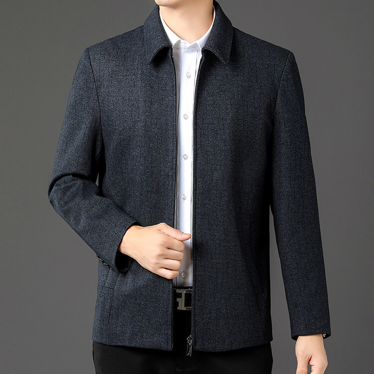 2025新款九牧王官方正品外穿翻领常规直筒型夹克羊毛中年男装外套